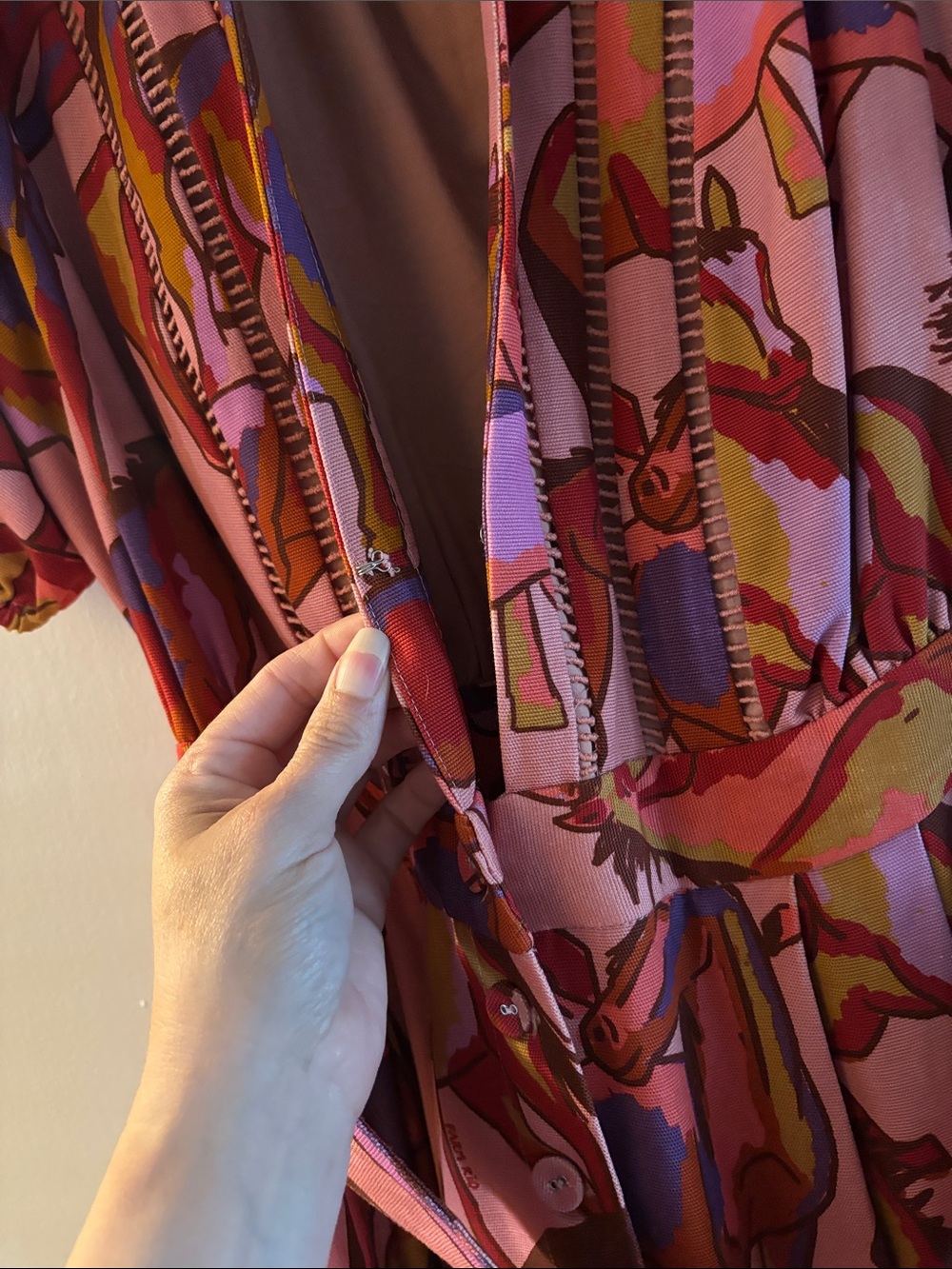 FARM Rio Pink Multicolor Abstract Floral Wrap Jumpsuit - Picture 3 of 6